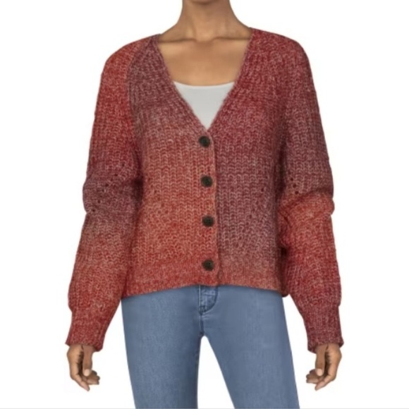 Cabela's Natural Reflections Space Dye Long-Sleeve Cardigan Red Women's Sweater - Picture 1 of 3